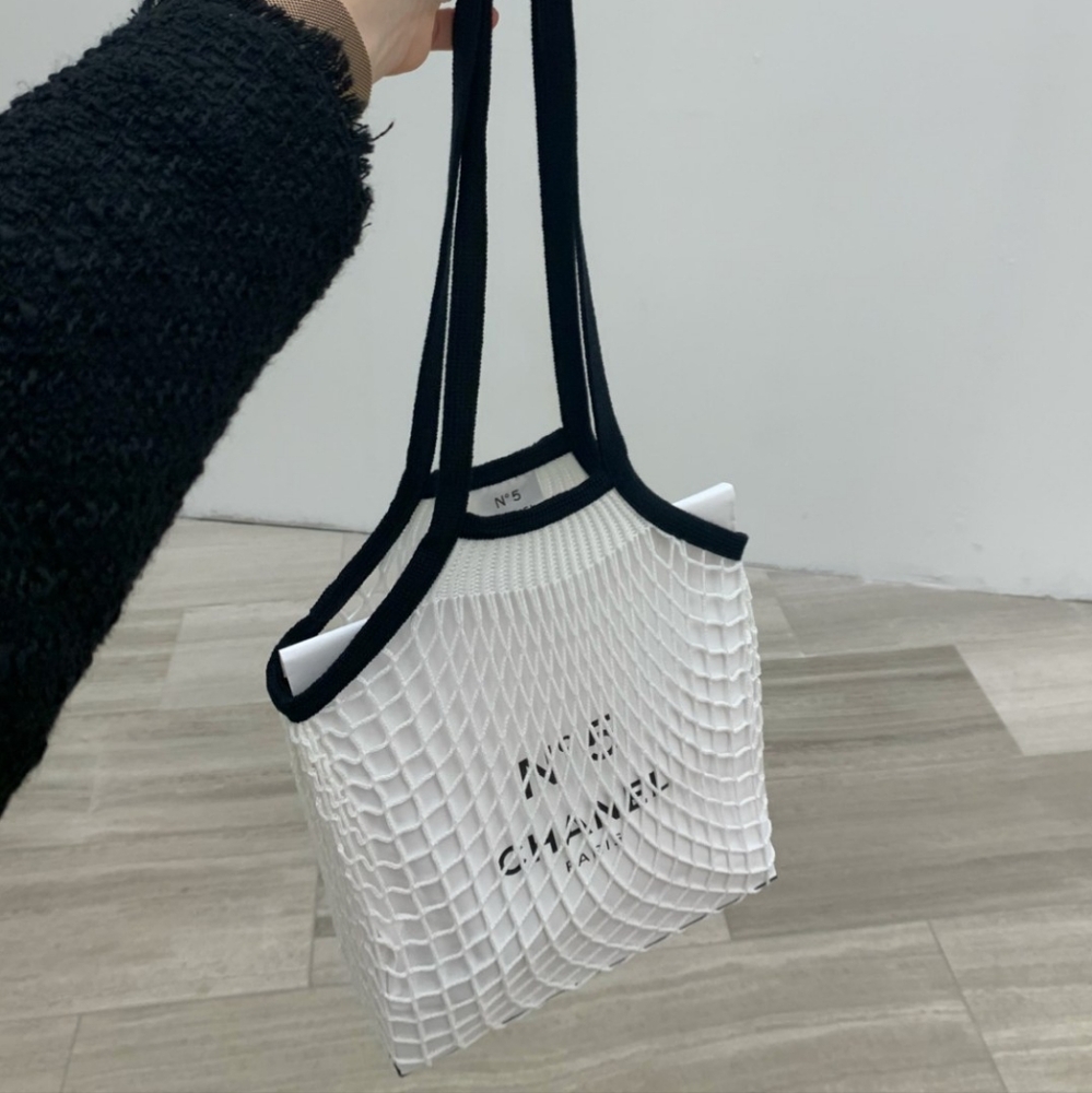 AUTHENTIC CHANEL FACTORY No. 5 CROCHET NET Grocery | Beach bag Ltd Ed New